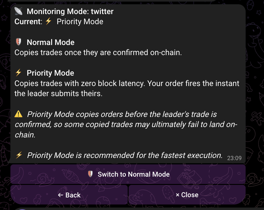 Normal or Priority monitoring Normal or Priority monitoring