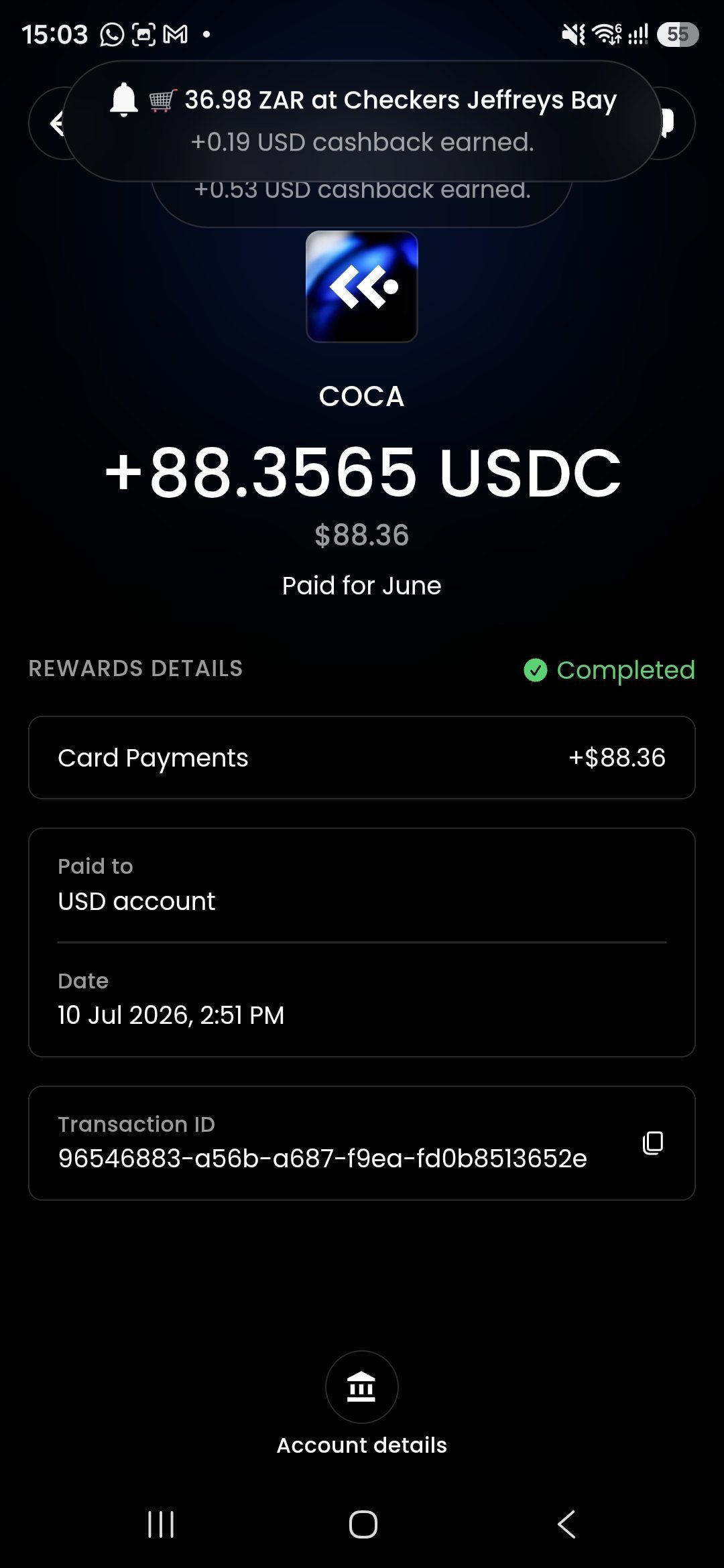 COCA card Screenshot 2